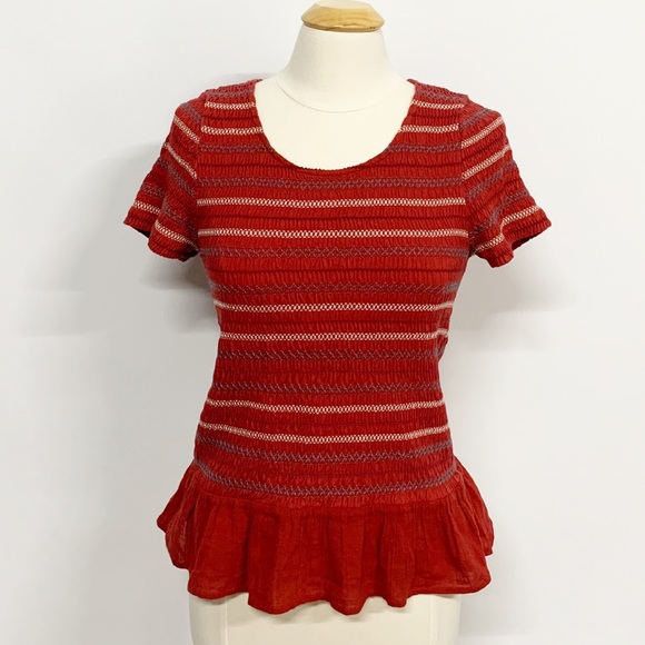 Anthropologie Tops - Anthro | Meadow Rue Red Patterned Cinched Top Anthropologie Tops - Anthro | Meadow Rue Red Patterned Cinched Top